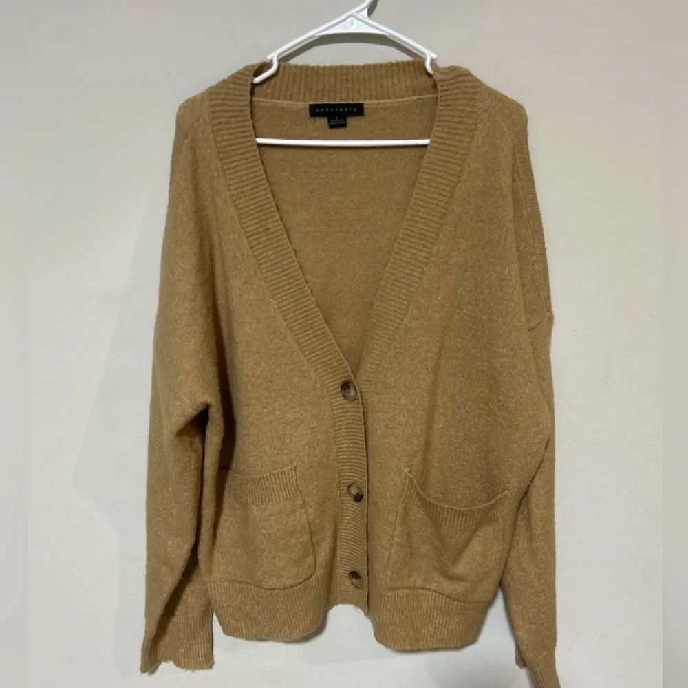 Sanctuary Camel Tan Knit Cardigan Sweater – Button Front, Pockets Size L 0224